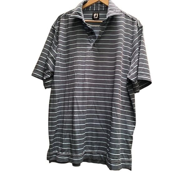 FootJoy Striped Golf Polo Shirt Mens Short Sleeve Performance Casual - Picture 1 of 8